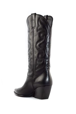 Black Leather Texan Boots ELENA IACHI | E2000NERO